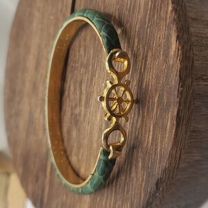 B2431 vintage picchioni 24k Firenze gp bracelet sailor wheel leather snakeskin